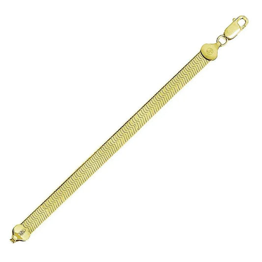 Silver Gold Plated Herring Bone Bracelet ,5.5mm, 925