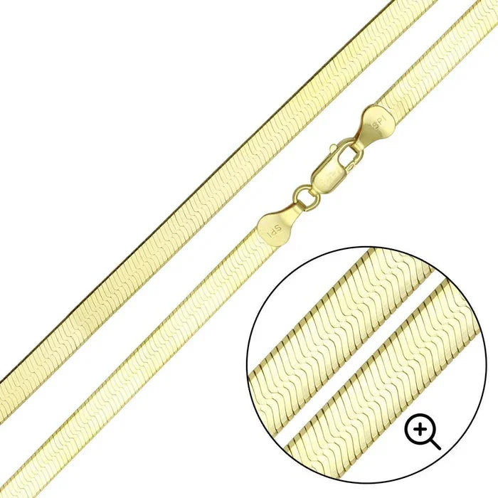 Sterling Silver Gold Plated Herringbone Chain 3.4mm