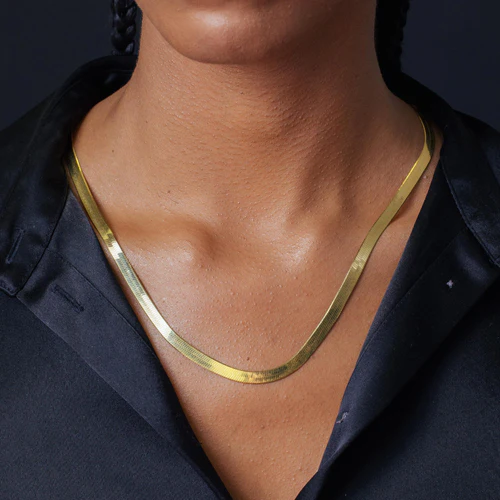 Silver 925 Gold Plated Herring Bone Chain ,5.5mm, 16 Inches