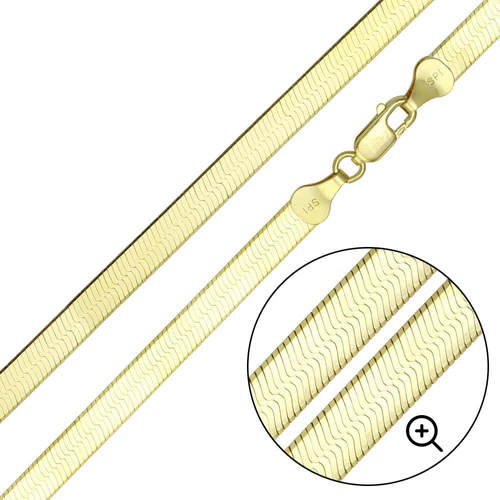 Silver 925 Gold Plated Herring Bone Chain ,5.5mm, 16 Inches