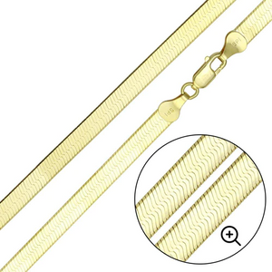 Silver 925 Gold Plated Herring Bone Chain ,5.5mm, 16 Inches