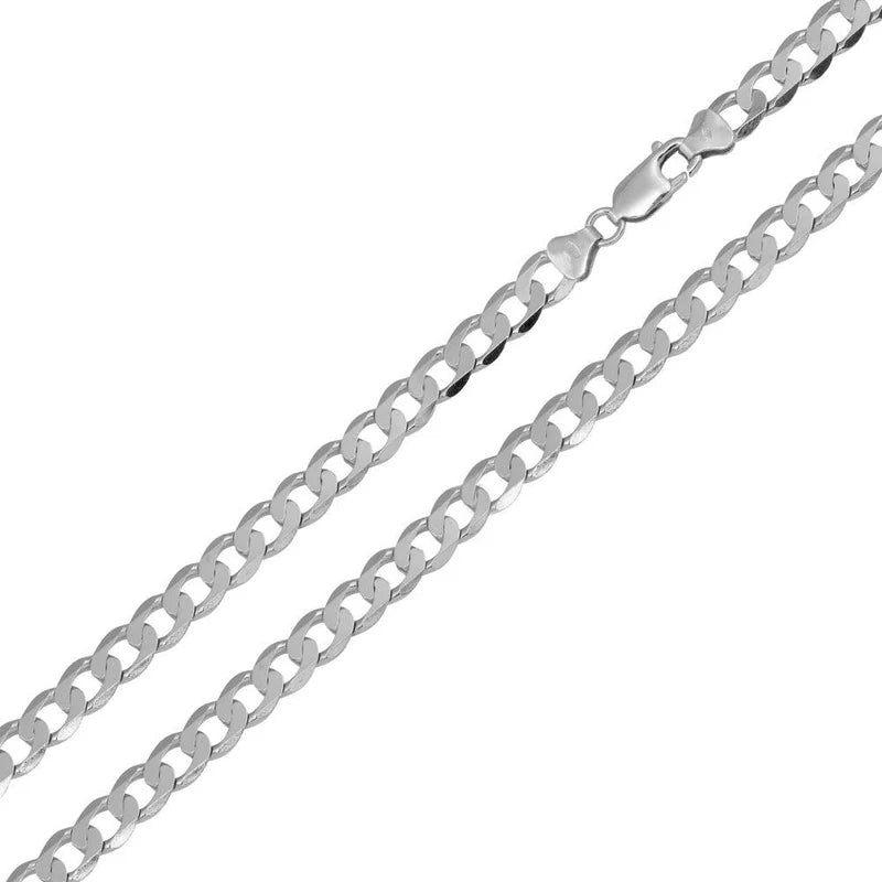 Rhodium Plated 925 Sterling Silver Super Flat Curb Chain 3.8mm