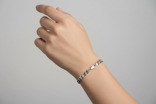 925 Sterling Silver Rhodium-Plated Super Flat Curb Bracelet 4.7mm