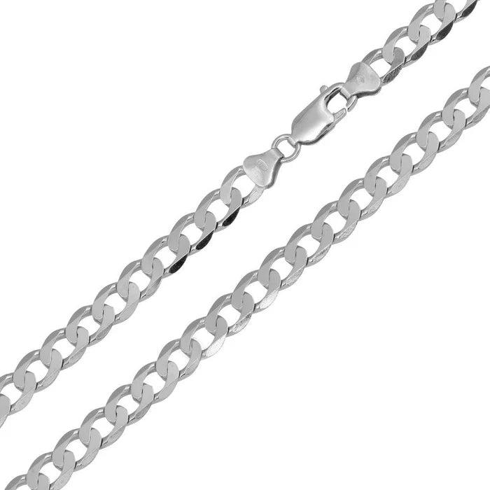 Miami Silver Curb Figaro Rhodium-Plated Bracelet 8 1/2" 5mm