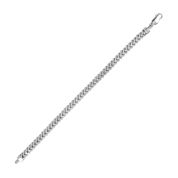 Sterling Silver Rhodium Plated Hollow Franco Bracelet.