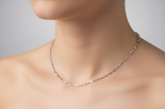 925 Sterling Silver Rhodium Plated Paperclip Link Chain 18 inch