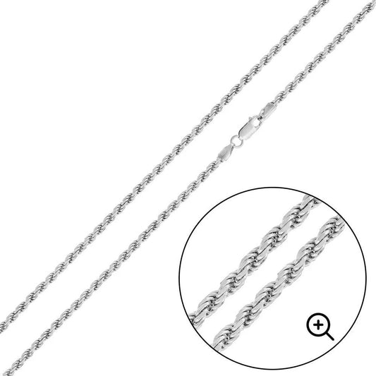 Sterling Silver Rope Chain, 22 Inches