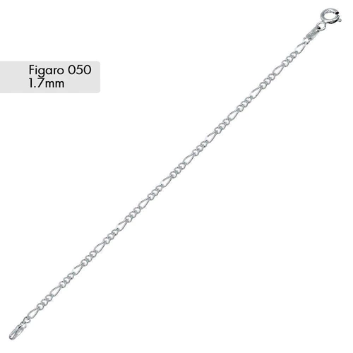 Silver Figaro Style Bracelet, 8"