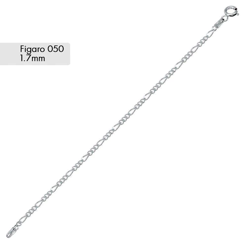 Silver Figaro Style Bracelet, 7"
