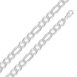Silver Figaro Bracelet 11.9mm, 9