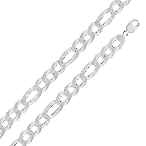 925 Sterling Silver Figaro Bracelet 11.9mm 9"