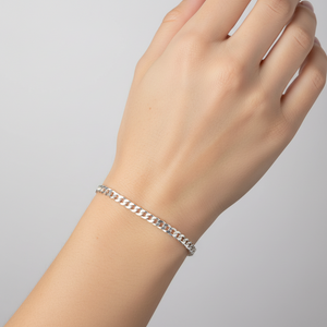 Sterling Silver Rhodium-Plated Sterling Silver Flat Curb Bracelet 2.8mm