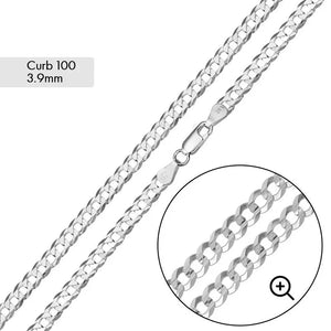 Sterling Silver Curb Chain 3.9mm, 24 Inches