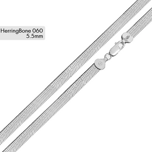 Sterling Silver Herring Bone Style Chains Necklace, 5.5mm