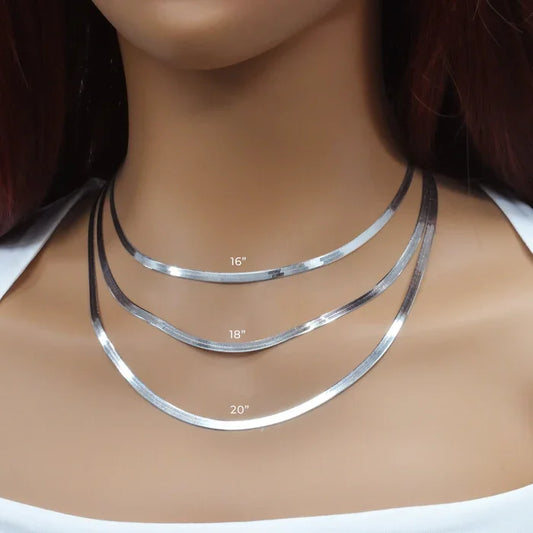 Sterling Silver Herringbone chain  3.4mm, 925