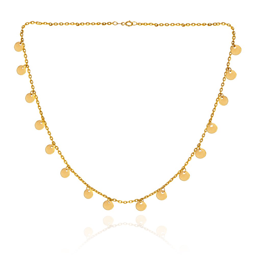 Yellow Gold station necklace with gold circles 18k 4.3gr