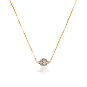 Yellow Gold Necklace with a ball and Cubic Zirconia on setting 18k 4.01gr
