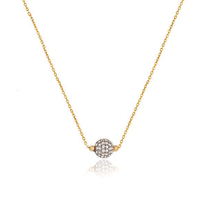 Yellow Gold Necklace with a ball and Cubic Zirconia on setting 18k 4.01gr