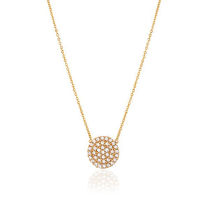 Yellow Gold Necklace with one Circle setting with Cubic Zirconia 18k 16 to 18Inches Adjustable 2.32gr