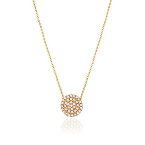 Yellow Gold Necklace with one Circle setting with Cubic Zirconia 18k 16 to 18Inches Adjustable 2.32gr