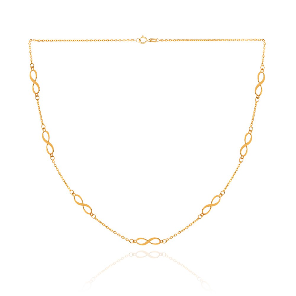 Yellow Gold Infinity Station Necklace, 18k, 2.4gr