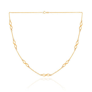 Yellow Gold Infinity Station Necklace, 18k, 2.4gr