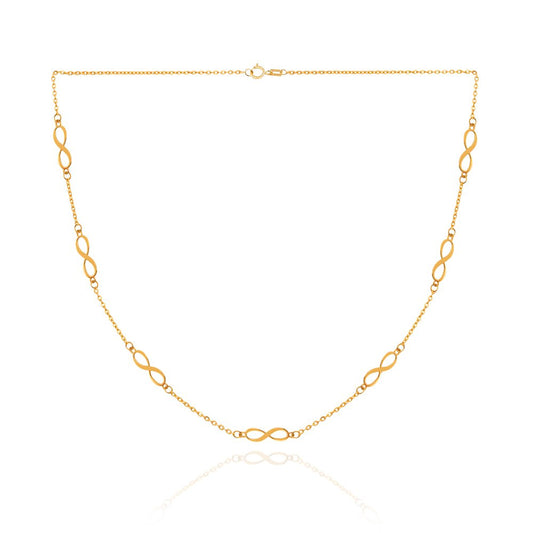 Yellow Gold Infinity Station Necklace, 18k, 2.55gr