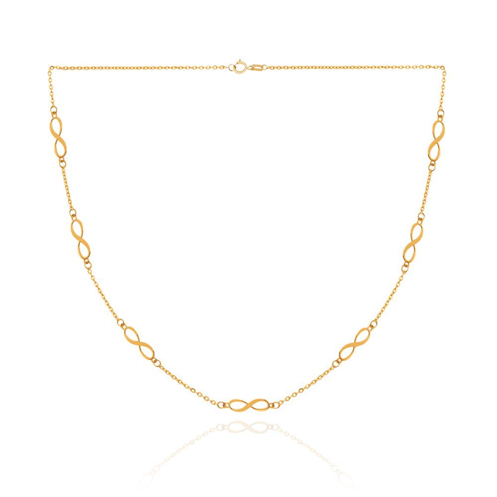Yellow Gold Infinity Station Necklace, 18k, 2.4gr