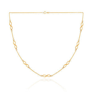 Yellow Gold Infinity Station Necklace, 18k, 2.4gr