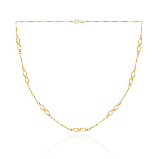 Yellow Gold Infinity Station Necklace, 18k, 2.4gr