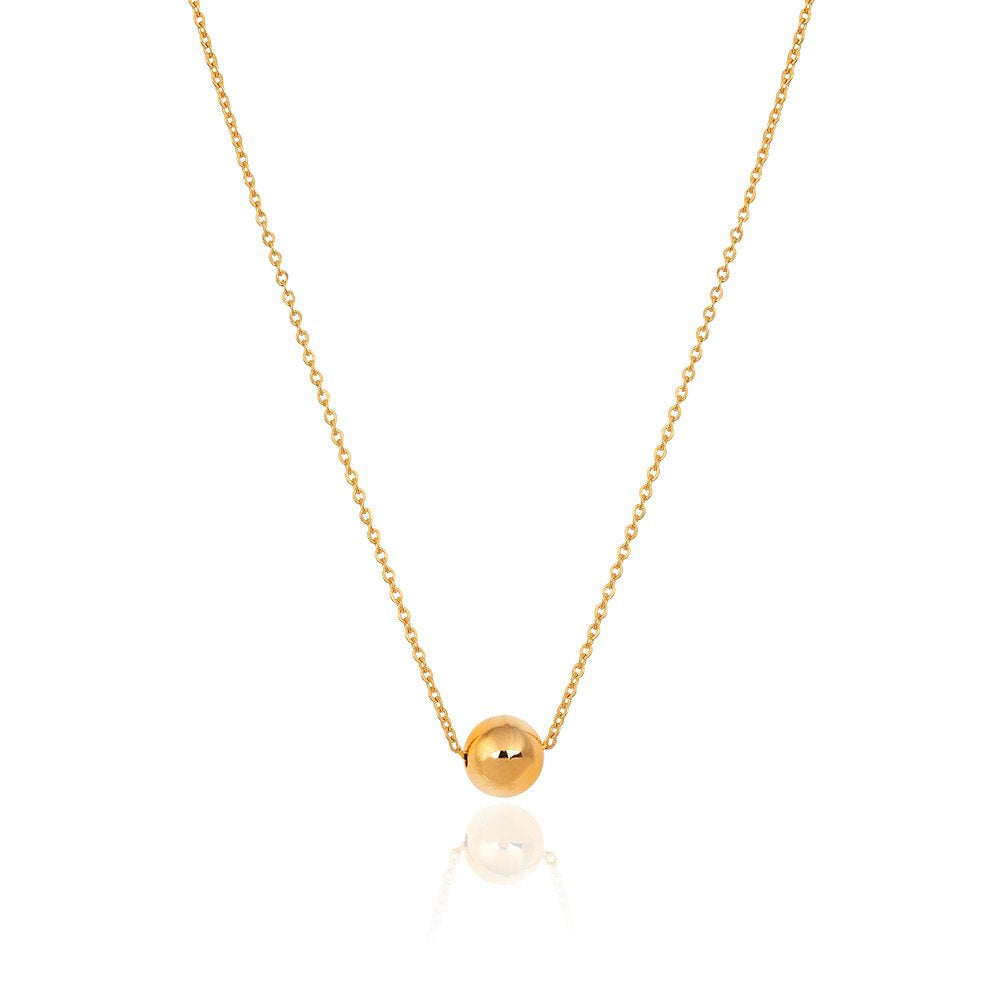 Yellow Gold Necklace with moving ball Chain Adjustable 15 to 17Inches 18k 1.79gr