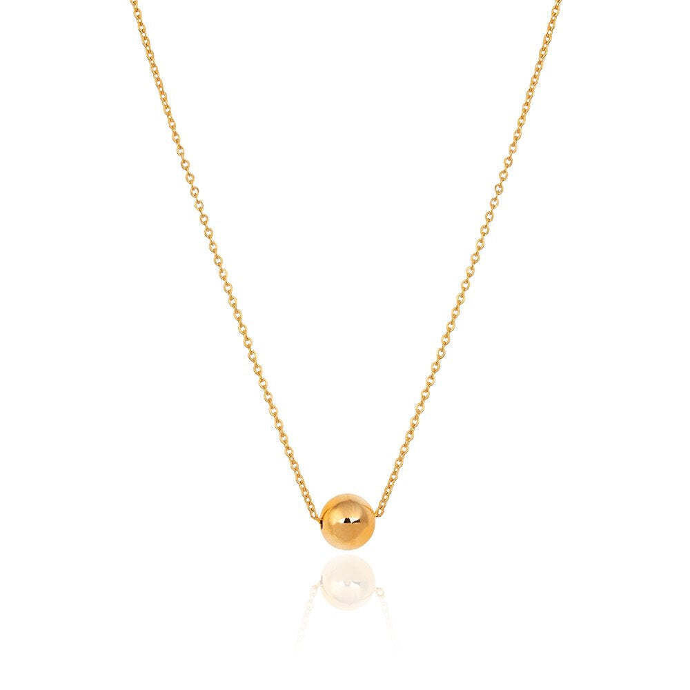 Yellow Gold Necklace with moving ball Chain Adjustable 15 to 17Inches 18k 1.79gr