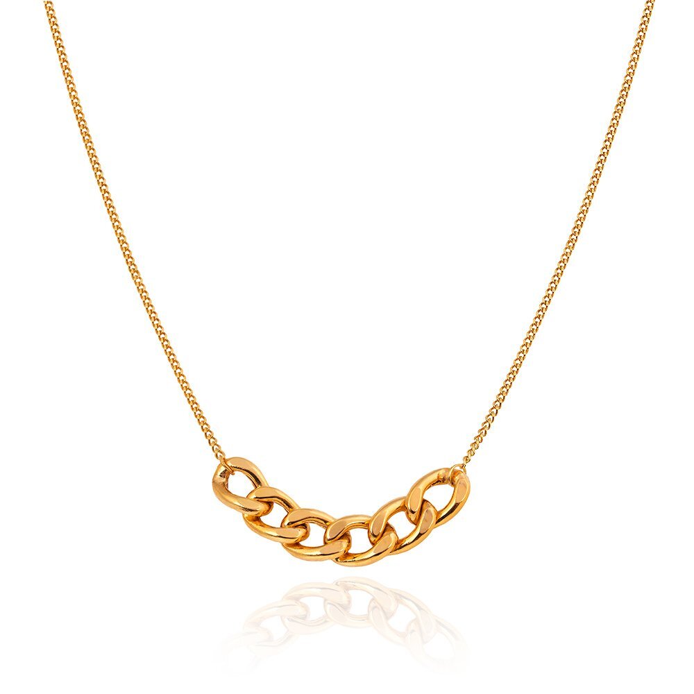 Yellow Gold Necklace with one Inches curb chain in center, 18k, 4gr