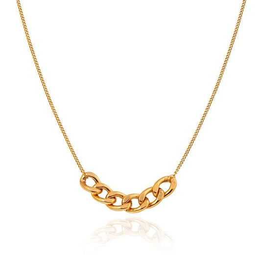 Yellow Gold Necklace with one Inches curb chain in center, 18k, 4gr