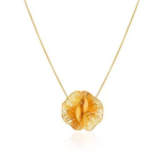 Yellow Gold Fusion Flower style Necklace, 18k, 4.05gr