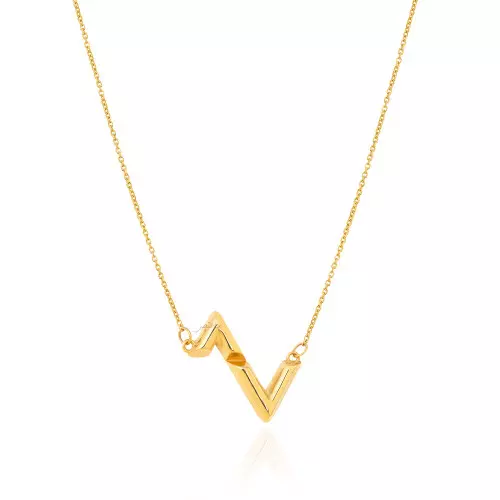 Yellow Gold Necklace  Heart beat style 18k 4.57gr
