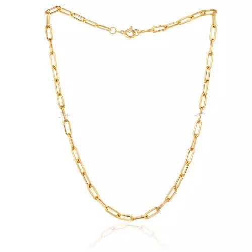 Yellow Gold Necklace big rectangle links, 18k, 6.73gr
