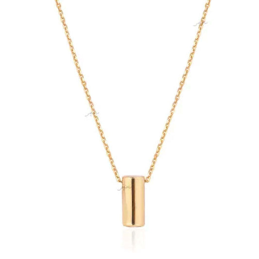 Yellow Gold Necklace with one moving Bar Cylinder, 18k, 2.65gr