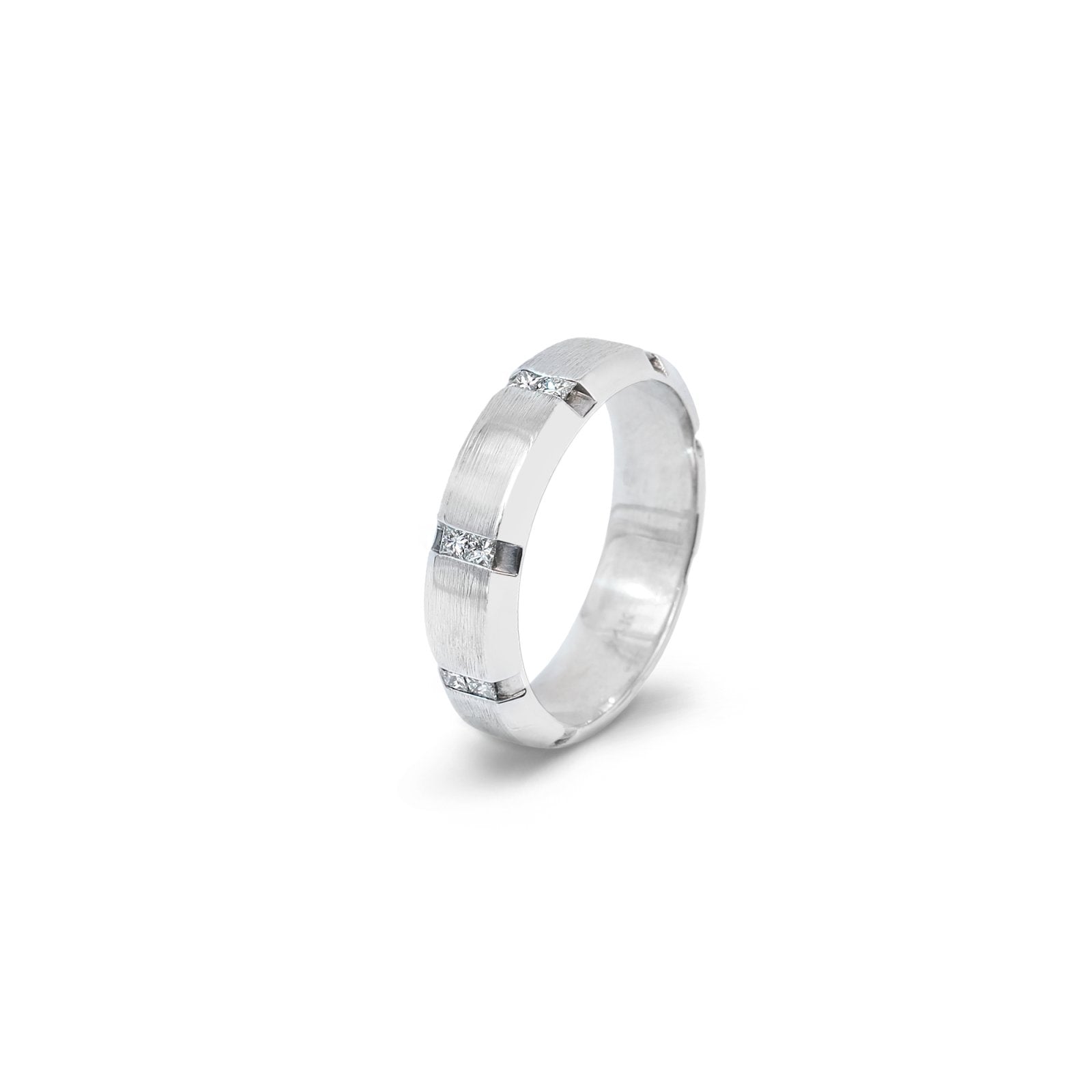 White Gold Eternity Diamond Ring 16 Princes Cut Diamonds TDW: 0.48ct SI GH 14k 6.2gr