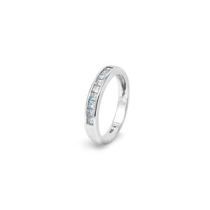14K White Gold Band Setting Princess Cut Diamonds
