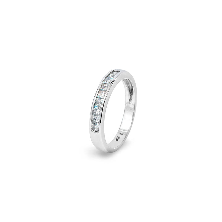 14K White Gold Princess Cut Diamond Band Ring