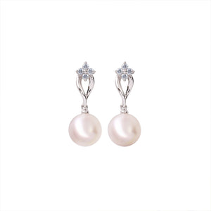 14K White Gold Pearl & Diamond Earrings TDW: 0.10ct