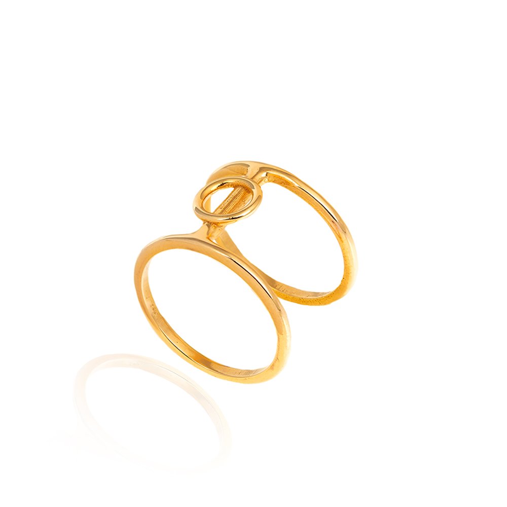 Yellow gold double ring with a circle attached 18k 4.25gr