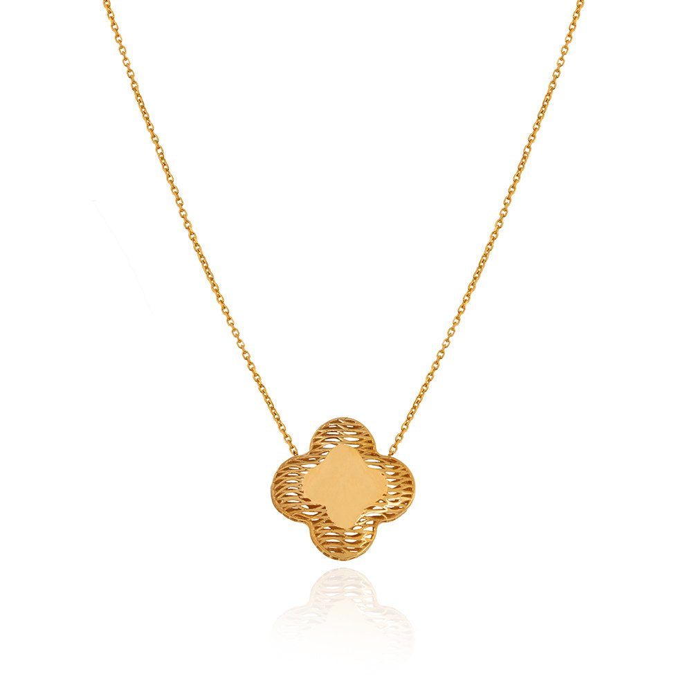 Yellow Gold Necklace with one Clover 16-18 Inches 18k 4.16gr