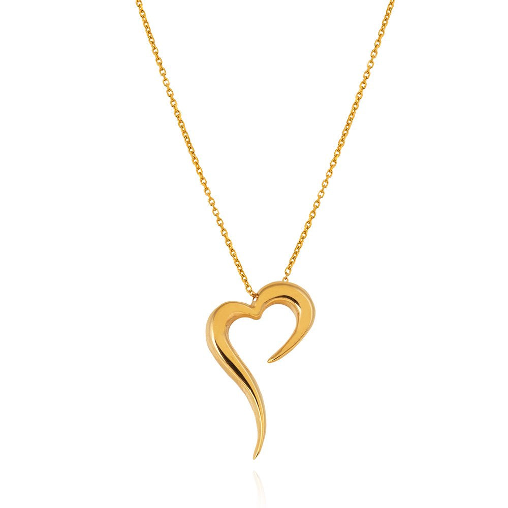 Yellow Gold Open Heart Necklace 18k 5.48gr
