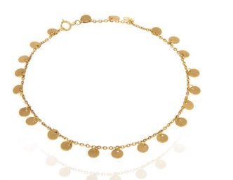 Yellow Gold Satation Anklet with gold circles 18k 3.2gr