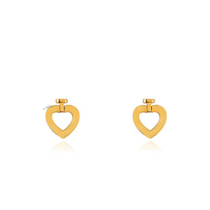 Yellow gold heart stud earring 18k 2.6gr