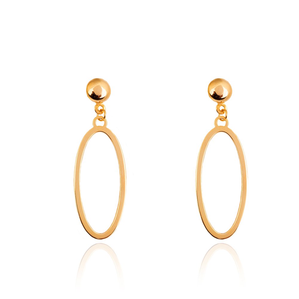 Yellow gold dangling earring oval shape design 18k 1.62gr
