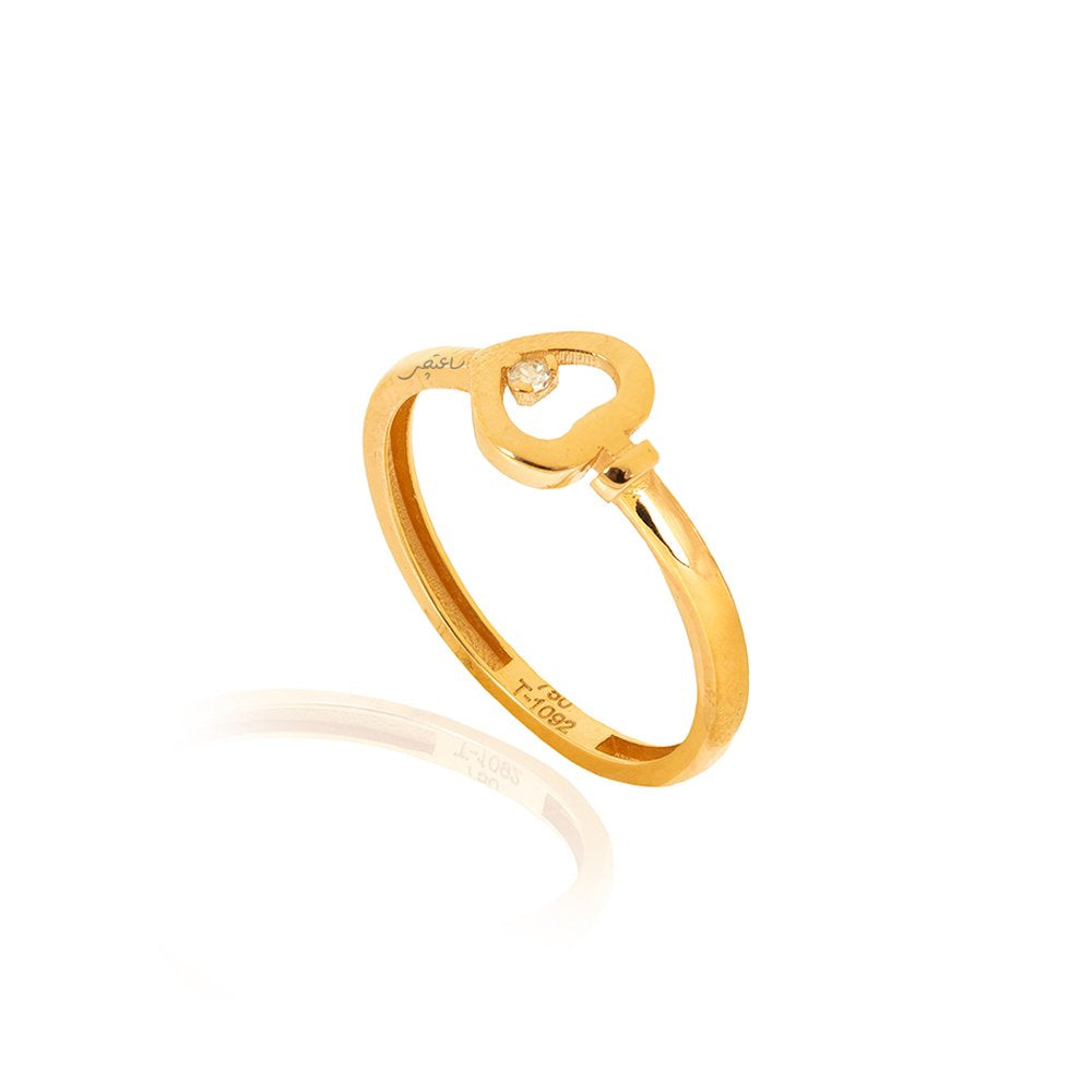 Yellow gold Ring with hallo heart and one CZ 18k 1.62gr