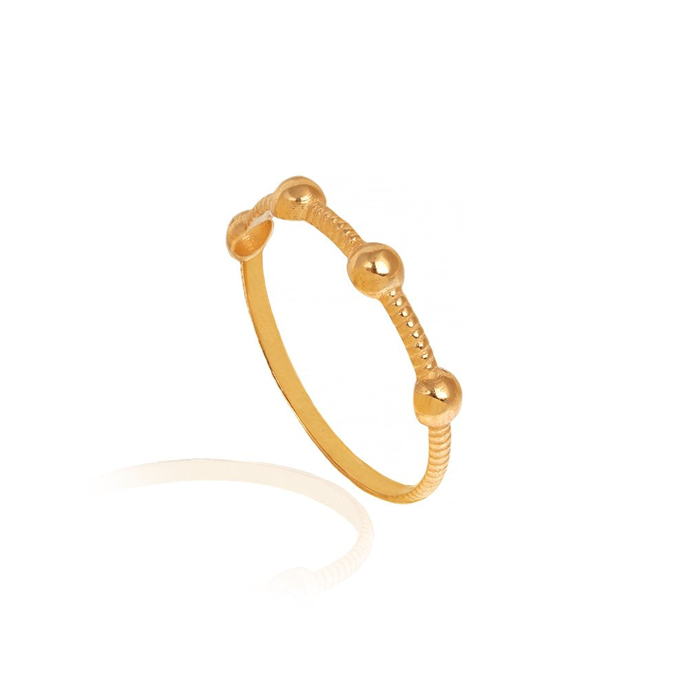 Yellow gold band with four gold balls on setting 18k 0.78gr
